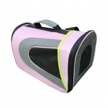 Foldable Pink Pet Carrier Yellow Edge