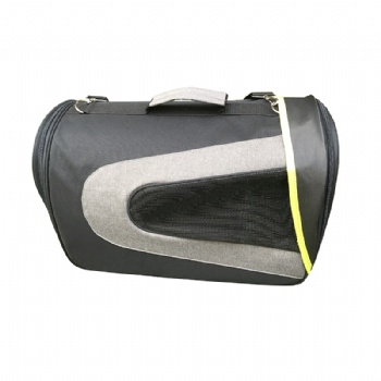 Foldable Pet Carrier Black Fabric Matches with Yellow Edge